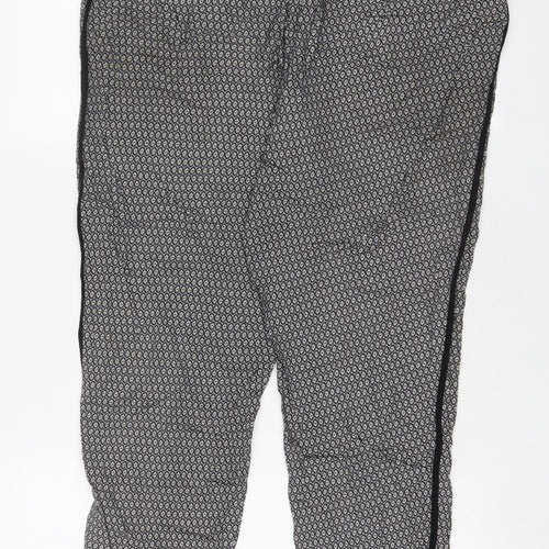 Anne Carson Womens Grey Geometric Viscose Trousers Size XL L26 in Regular Drawstring