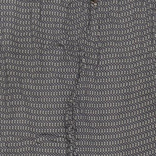 Anne Carson Womens Grey Geometric Viscose Trousers Size XL L26 in Regular Drawstring