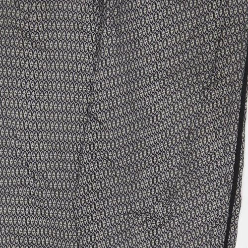 Anne Carson Womens Grey Geometric Viscose Trousers Size XL L26 in Regular Drawstring
