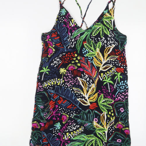 Topshop Womens Multicoloured Geometric Viscose A-Line Size 8 V-Neck Pullover
