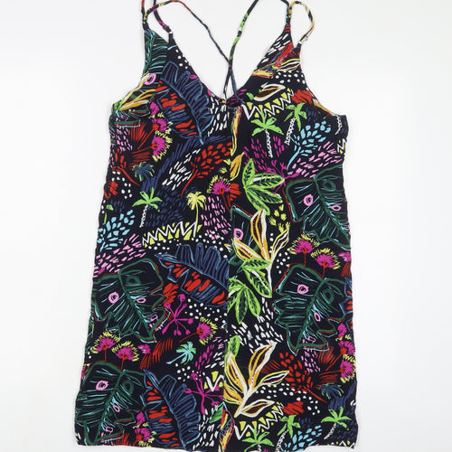 Topshop Womens Multicoloured Geometric Viscose A-Line Size 8 V-Neck Pullover