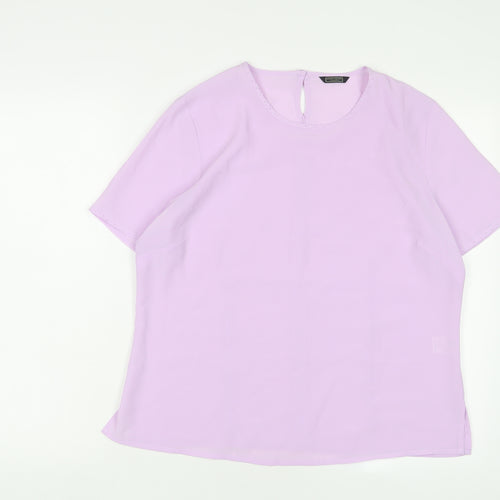 Debenhams Womens Purple Polyester Basic T-Shirt Size 14 Crew Neck