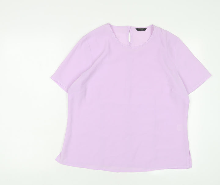 Debenhams Womens Purple Polyester Basic T-Shirt Size 14 Crew Neck