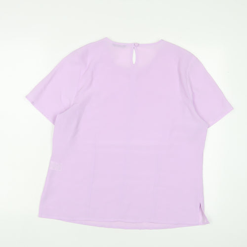 Debenhams Womens Purple Polyester Basic T-Shirt Size 14 Crew Neck