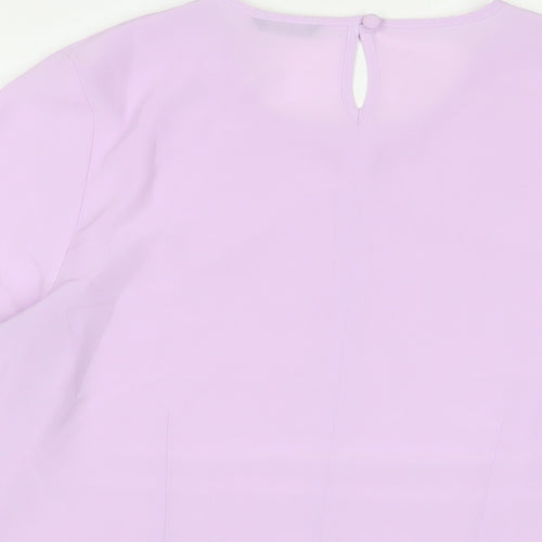 Debenhams Womens Purple Polyester Basic T-Shirt Size 14 Crew Neck