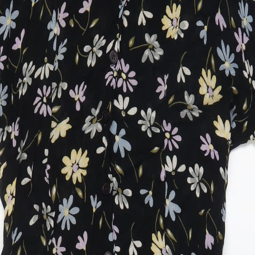 Accent Plus Womens Black Floral Viscose A-Line Size 18 Scoop Neck Button