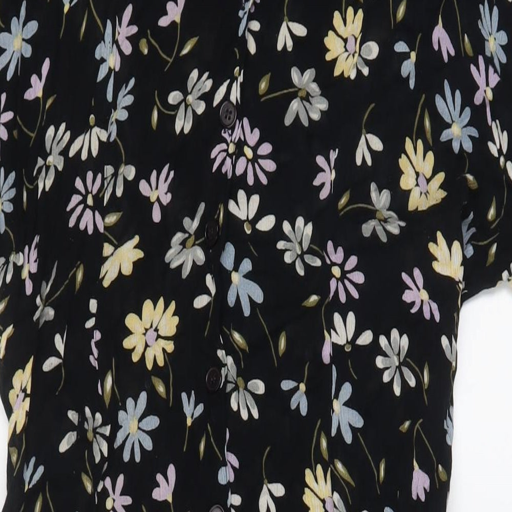 Accent Plus Womens Black Floral Viscose A-Line Size 18 Scoop Neck Button