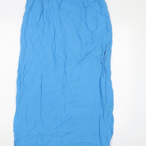 Alders Womens Blue Viscose A-Line Skirt Size 14 Button
