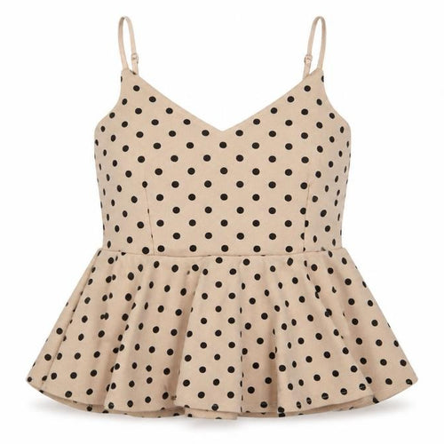 New Look Womens Beige Polka Dot Polyester Camisole Tank Size 14 V-Neck