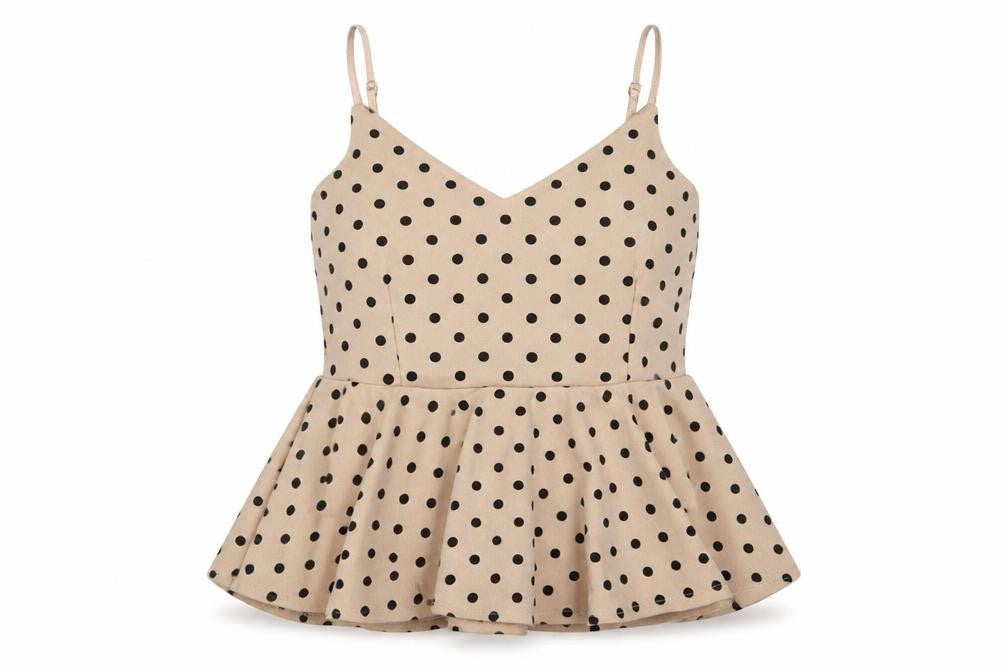 New Look Womens Beige Polka Dot Polyester Camisole Tank Size 14 V-Neck