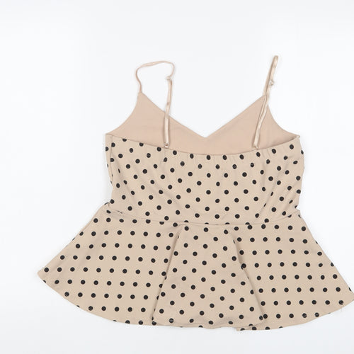 New Look Womens Beige Polka Dot Polyester Camisole Tank Size 14 V-Neck