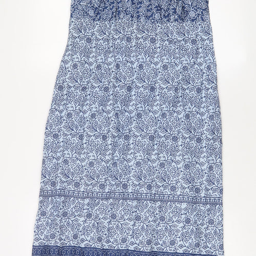 Marks and Spencer Womens Blue Geometric Cotton A-Line Size 12 Halter Tie