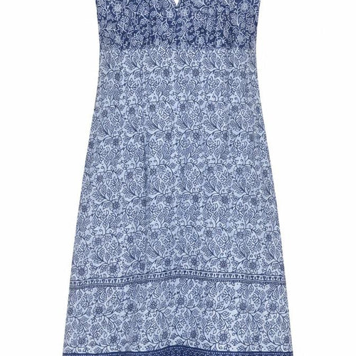 Marks and Spencer Womens Blue Geometric Cotton A-Line Size 12 Halter Tie