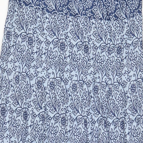 Marks and Spencer Womens Blue Geometric Cotton A-Line Size 12 Halter Tie