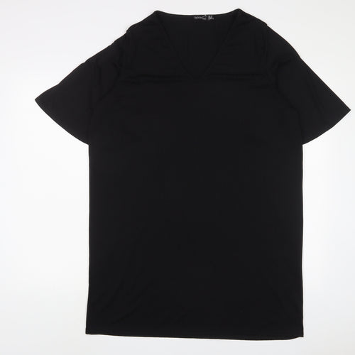 Boohoo Womens Black Polyester A-Line Size 16 V-Neck Pullover