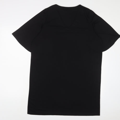 Boohoo Womens Black Polyester A-Line Size 16 V-Neck Pullover