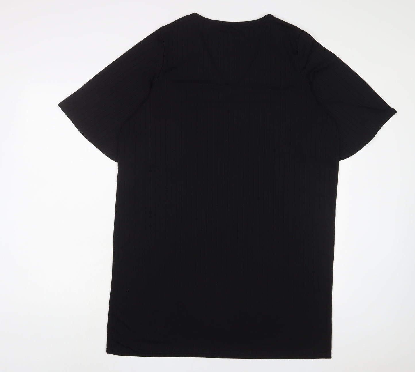 Boohoo Womens Black Polyester A-Line Size 16 V-Neck Pullover