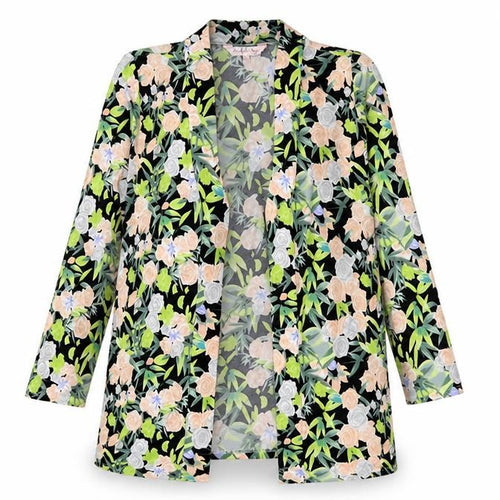 Michele Hope Womens Multicoloured V-Neck Floral Polyester Cardigan Jumper Size 12 - Open
