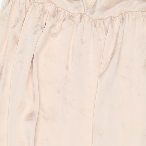 Topshop Womens Beige Polyester A-Line Size 12 Halter Pullover