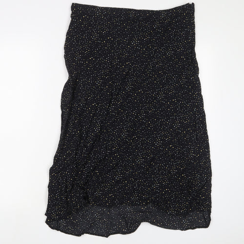 Feather & Bone Womens Black Geometric Viscose A-Line Skirt Size 14 Zip