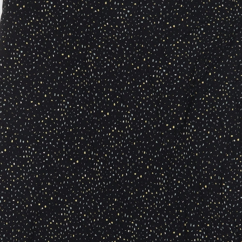 Feather & Bone Womens Black Geometric Viscose A-Line Skirt Size 14 Zip