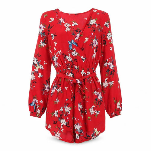 PARISIAN SIGNATURE Womens Red Floral Polyester Playsuit One-Piece Size 6 Zip