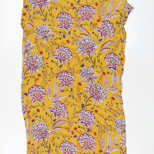 NEXT Womens Yellow Floral Viscose Sheath Size 10 Boat Neck Pullover