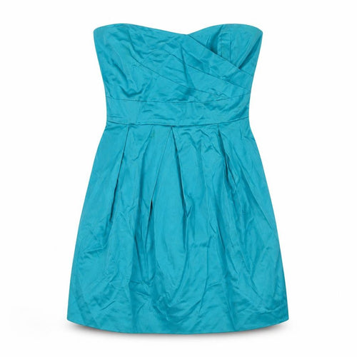 RISE Womens Blue Cotton A-Line Size 12 Off the Shoulder Zip - Pleated