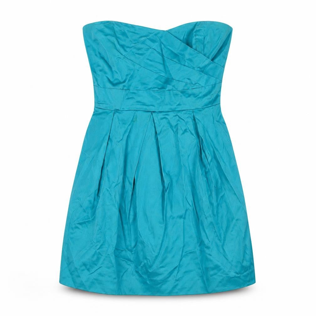 RISE Womens Blue Cotton A-Line Size 12 Off the Shoulder Zip - Pleated