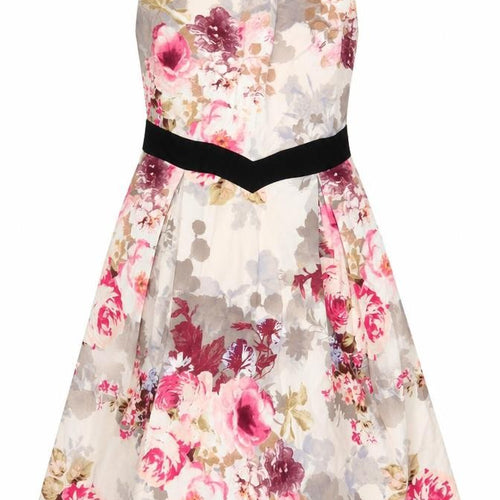 Dorothy Perkins Womens Pink Floral Cotton Fit & Flare Size 16 V-Neck Zip