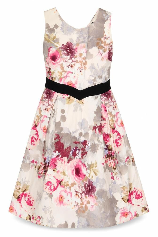 Dorothy Perkins Womens Pink Floral Cotton Fit & Flare Size 16 V-Neck Zip
