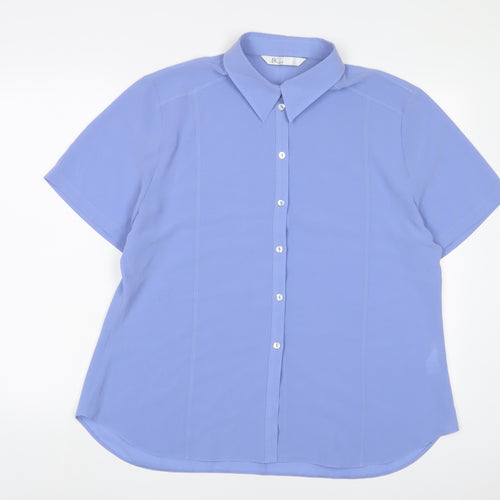BHS Womens Purple Polyester Basic Button-Up Size 16 Collared