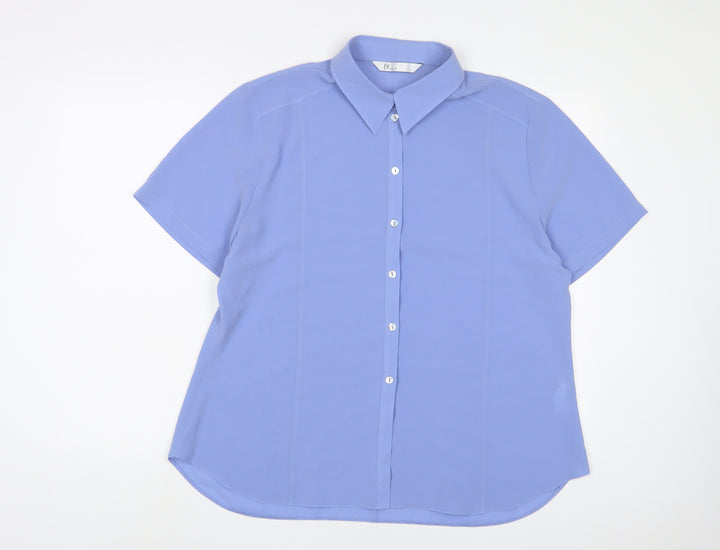 BHS Womens Purple Polyester Basic Button-Up Size 16 Collared