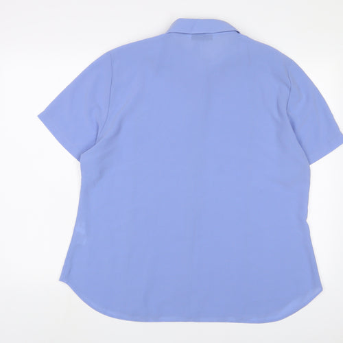 BHS Womens Purple Polyester Basic Button-Up Size 16 Collared