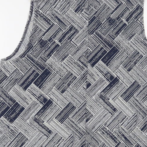 NEXT Womens Blue Geometric Polyester Basic Tank Size 10 Crew Neck - Keyhole neck