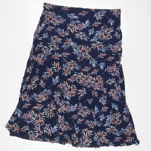 Bonmarché Womens Blue Geometric Viscose A-Line Skirt Size 16