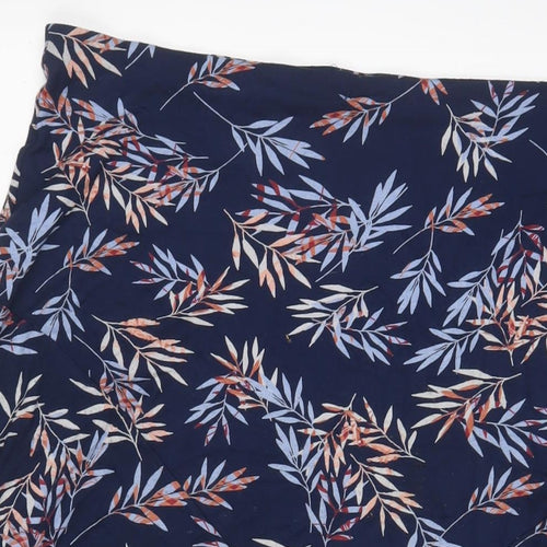 Bonmarché Womens Blue Geometric Viscose A-Line Skirt Size 16