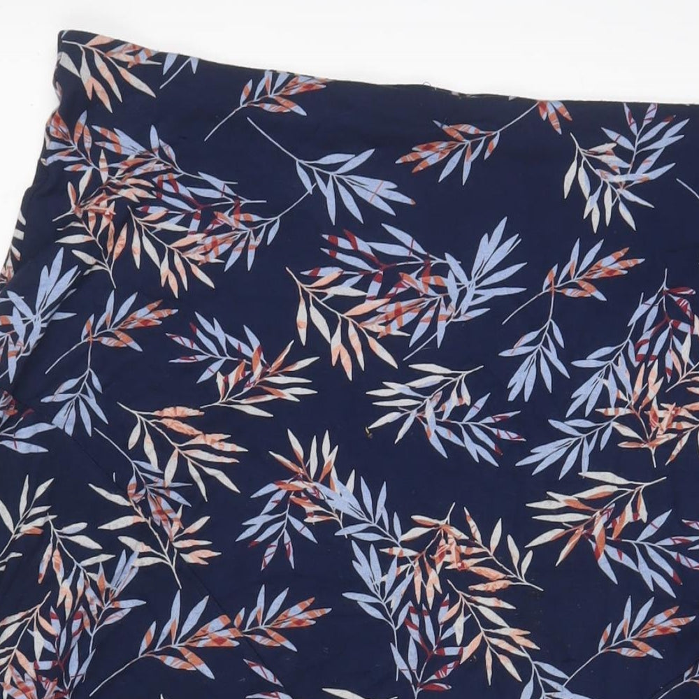 Bonmarché Womens Blue Geometric Viscose A-Line Skirt Size 16