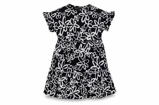 Front view of New Look women’s black floral cotton a-line, size UK 12, crew neck pullover