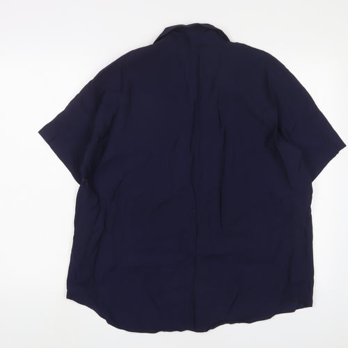 Mango Womens Blue Viscose Basic Polo Size L Collared