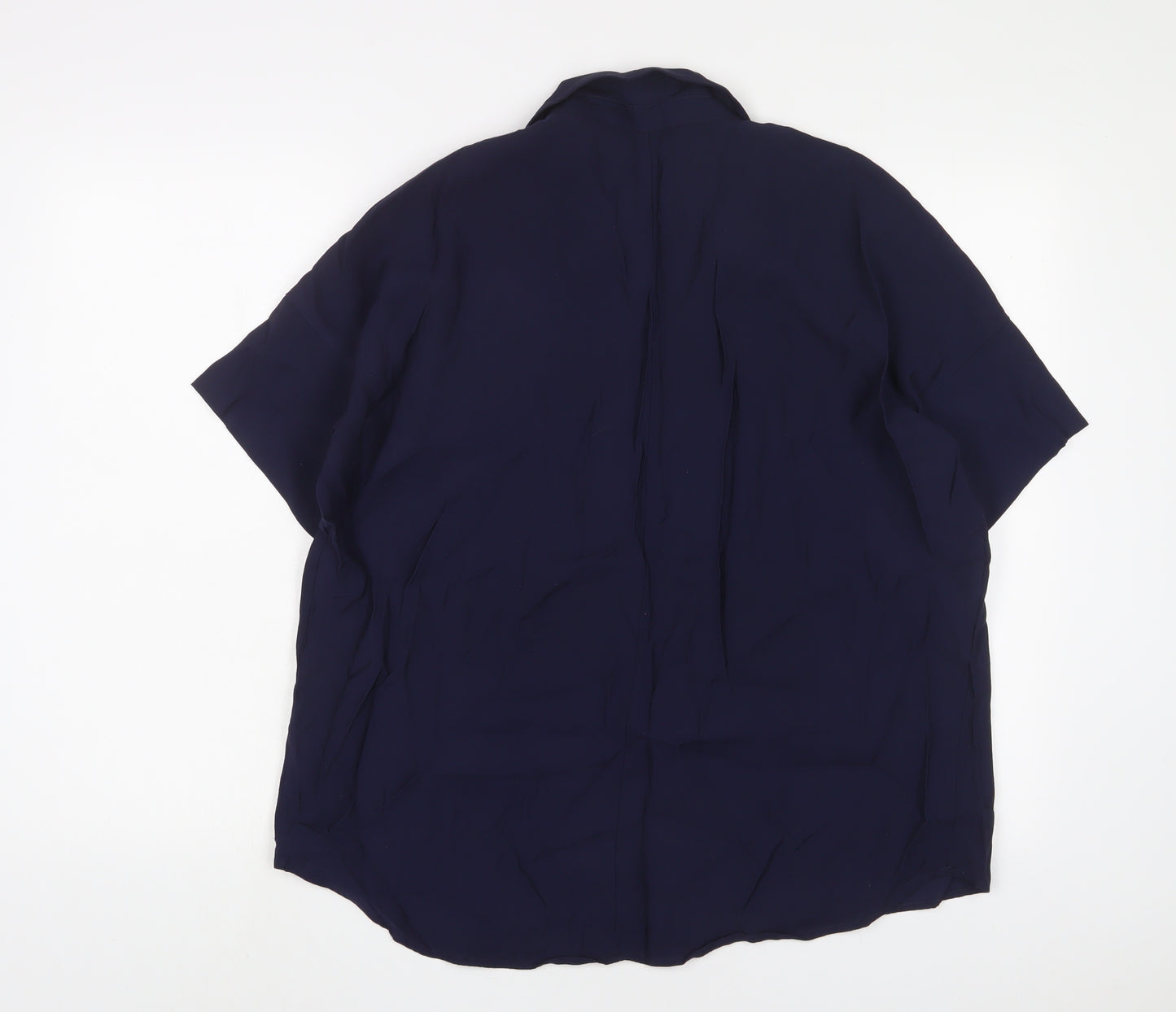 Mango Womens Blue Viscose Basic Polo Size L Collared