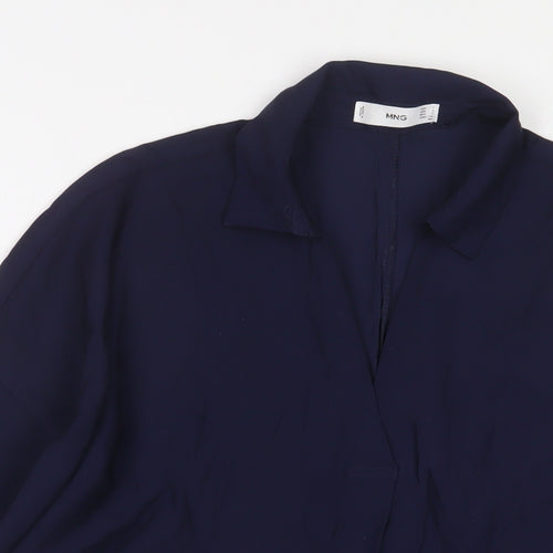 Mango Womens Blue Viscose Basic Polo Size L Collared