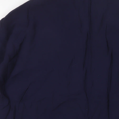 Mango Womens Blue Viscose Basic Polo Size L Collared