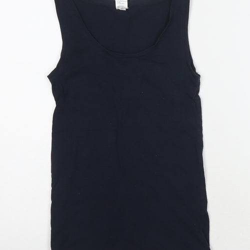 ANKO Womens Blue Cotton Basic Tank Size 6 Round Neck