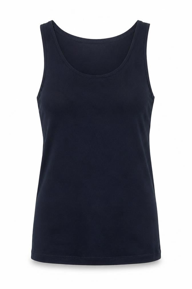 ANKO Womens Blue Cotton Basic Tank Size 6 Round Neck
