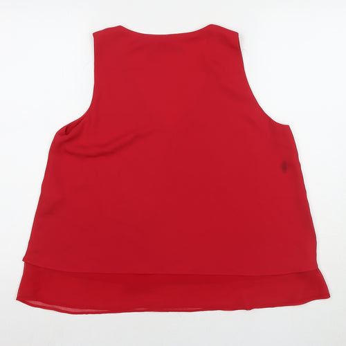 Zara Womens Black Polyester Basic Tank Size M V-Neck