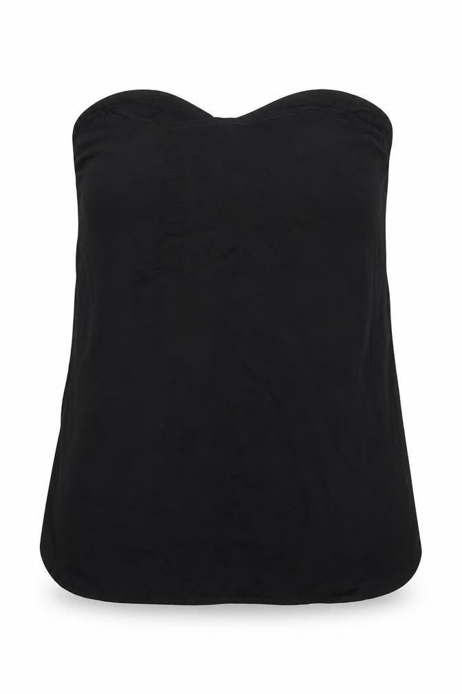 Front view of River Island women’s black viscose basic blouse, size UK 12, v-neck