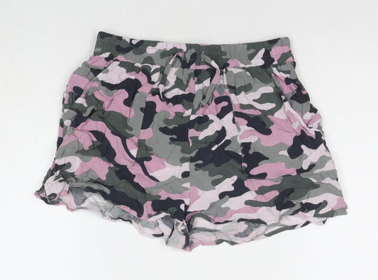 New Look Girls Multicoloured Camouflage Viscose Hot Pants Shorts Size 15 Years L3 in Regular Drawstring