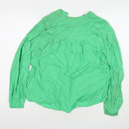 Marks and Spencer Womens Green Viscose Basic T-Shirt Size 8 V-Neck