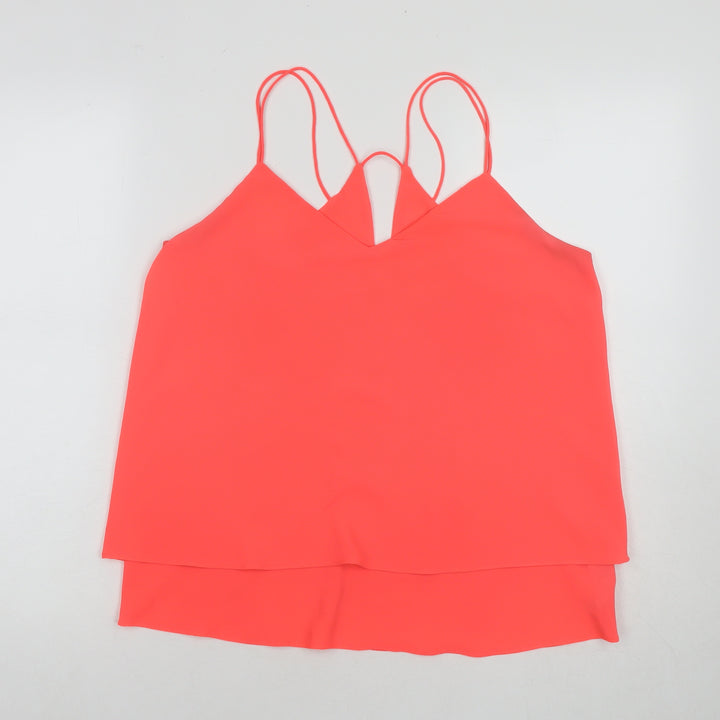 New Look Womens Pink Polyester Basic Tank Size 12 V-Neck
